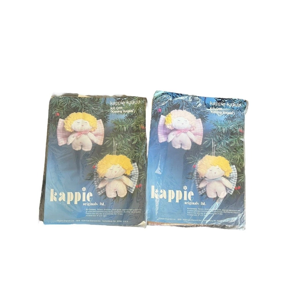 Vintage 1979 Kappie Originals Kissing Angels Ornament Sewing Kit Q111 Set of 2